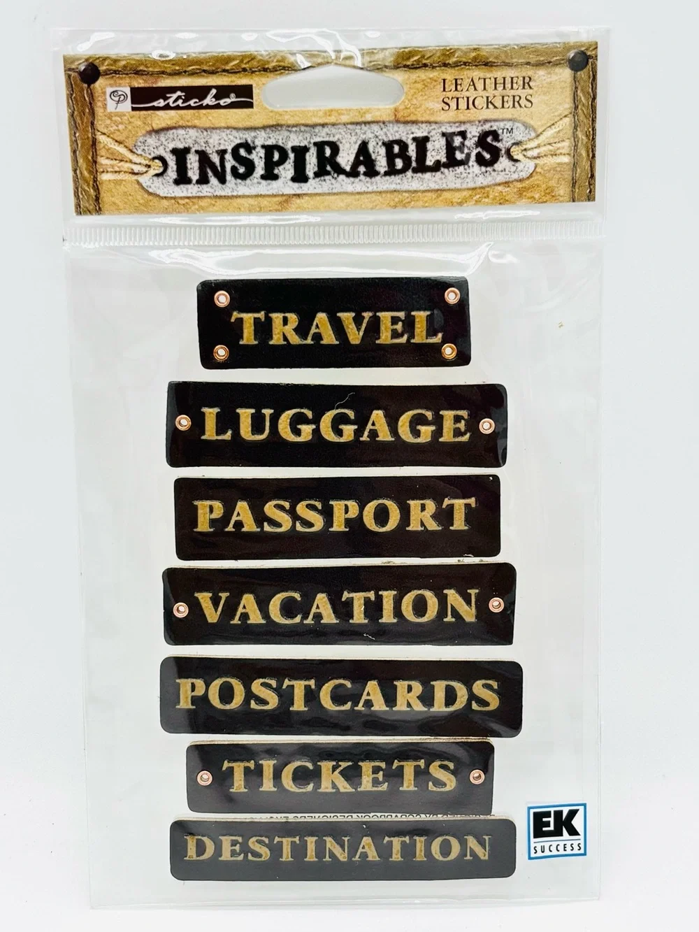 Sticko Inspirables Travel Leather Stickers Scrapbook Journal Vacation Crafts NIP